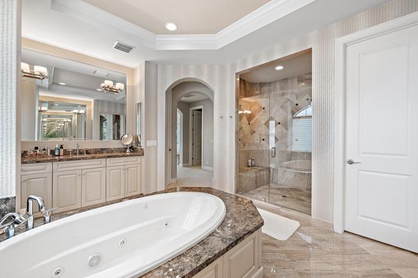 Bathroom, Dual Sink Vanities, Glass Shower, Interior, Recessed Lighting
