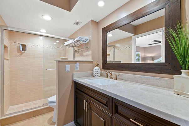 Bathroom, Glass Shower, Interior, Recessed Lighting