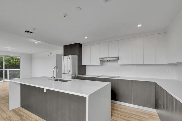 Interior, Kitchen, Recessed Lighting, Wood Texture Flooring