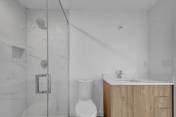 Bathroom, Glass Shower, Interior, Marble Walls