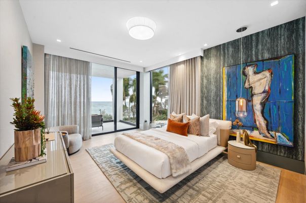 Bedroom, Interior, Recessed Lighting, Water, Wood Texture Flooring