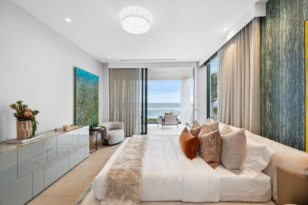 Bedroom, Interior, Recessed Lighting, Water, Wood Texture Flooring
