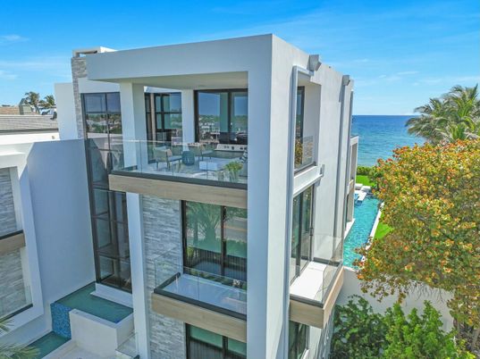 Exterior, Facade, Water, Modern