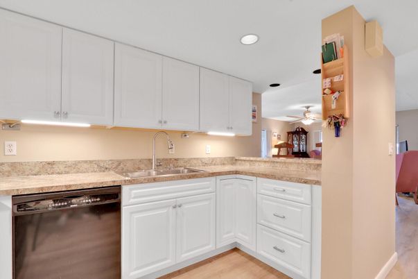 Interior, Kitchen, Recessed Lighting, Wood Texture Flooring