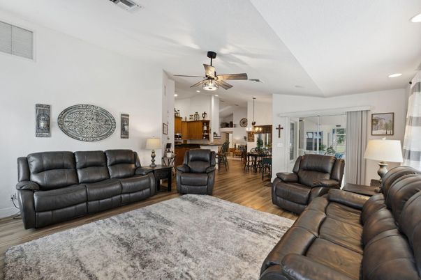 Dining room, Interior, Kitchen, Living room, Pendant Lights, Recessed Lighting, Wood Texture Flooring
