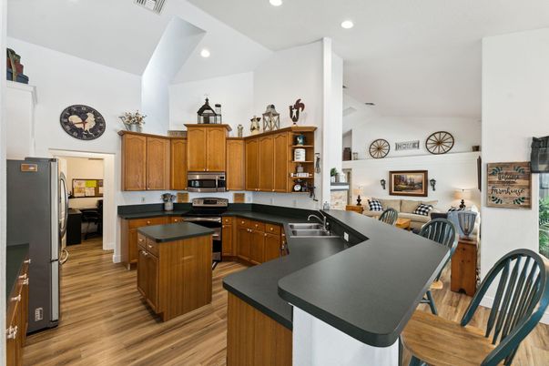 Interior, Kitchen, Recessed Lighting, Wood Texture Flooring