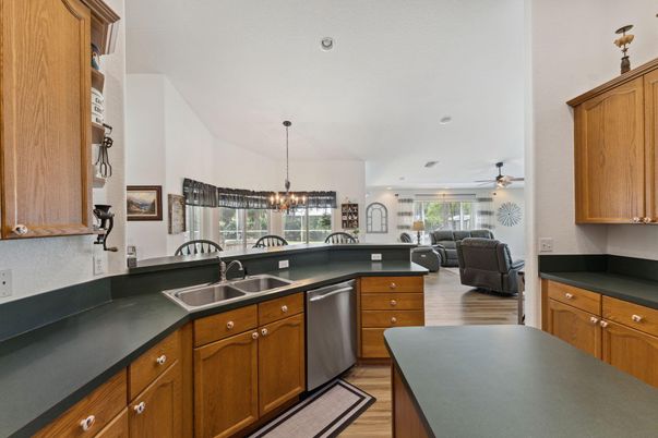 Interior, Kitchen, Pendant Lights, Recessed Lighting, Wood Texture Flooring
