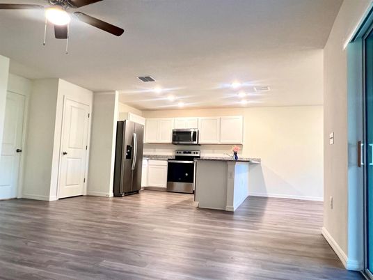 Interior, Kitchen, Stainless Steel Appliances, Wood Texture Flooring