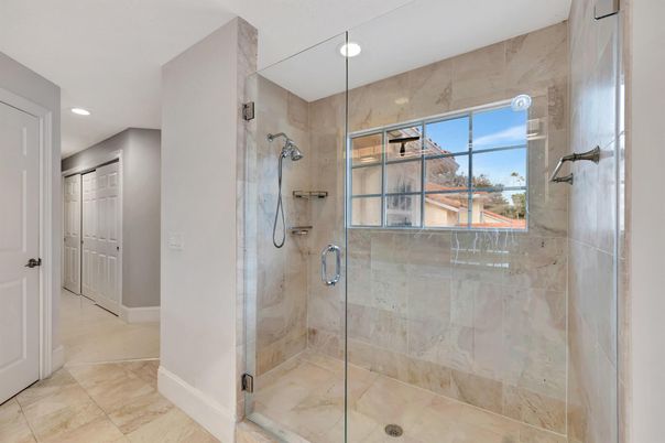 Bathroom, Glass Shower, Interior, Recessed Lighting