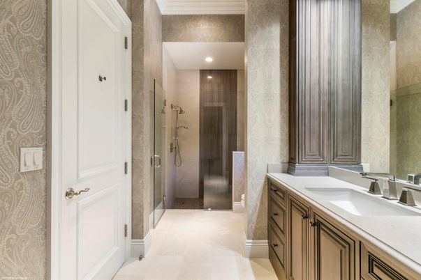 Bathroom, Glass Shower, Interior, Recessed Lighting