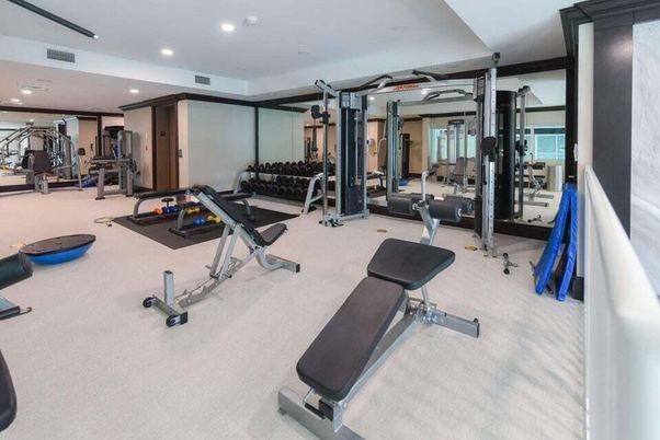 Fitness Equipment, Gym, Interior, Recessed Lighting