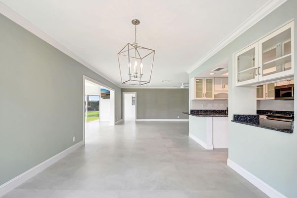 Empty room, Interior, Kitchen, Pendant Lights, Recessed Lighting
