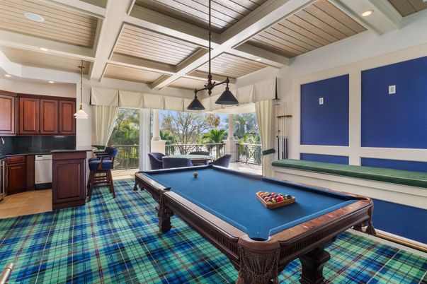 Billiard Table, Game Room, Interior, Pendant Lights, Recessed Lighting