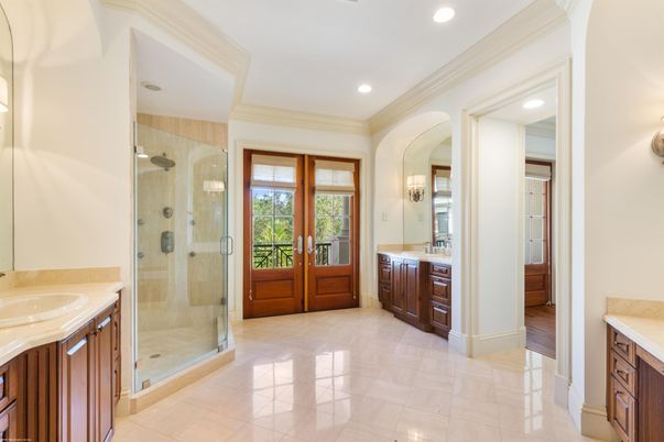 Bathroom, Glass Shower, Interior, Recessed Lighting