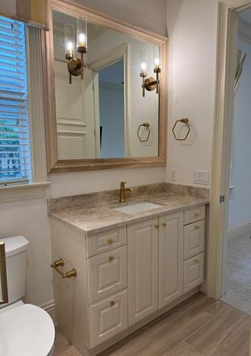 Bathroom, Dual Sink Vanities, Interior, Wood Texture Flooring
