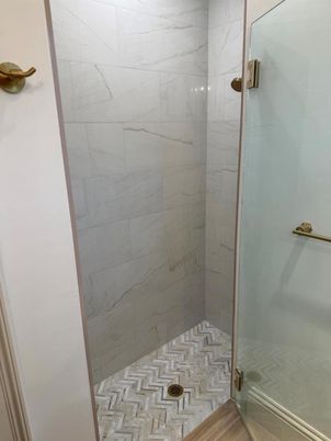 Bathroom, Glass Shower, Interior, Marble Walls