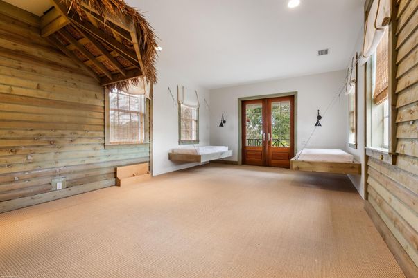 Empty room, Interior, Recessed Lighting, Wooden Beams, Wooden Walls