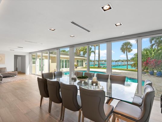 Dining room, Interior, Recessed Lighting, Water, Wood Texture Flooring