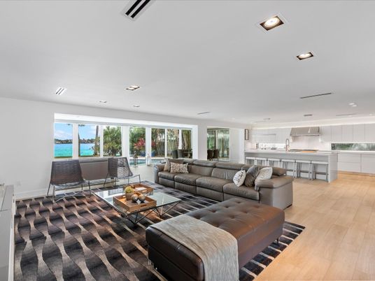 Interior, Kitchen, Living room, Pendant Lights, Recessed Lighting, Wood Texture Flooring