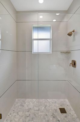 Bathroom, Glass Shower, Interior, Recessed Lighting