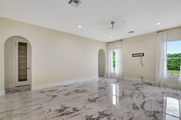 Empty room, Interior, Marble, Recessed Lighting
