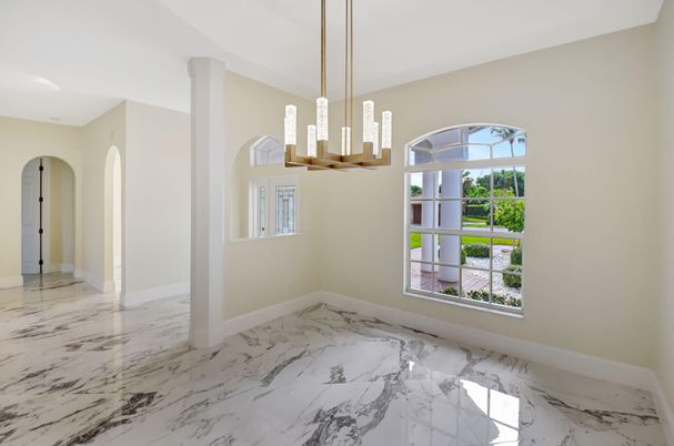 Empty room, Interior, Marble, Pendant Lights