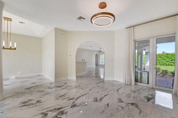 Empty room, Interior, Marble, Pendant Lights