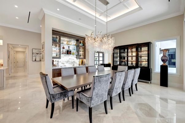 Chandelier, Dining room, Interior, Recessed Lighting