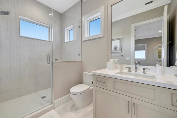 Bathroom, Glass Shower, Interior, Recessed Lighting