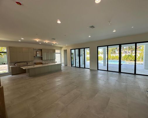 Empty room, Interior, Kitchen, Recessed Lighting