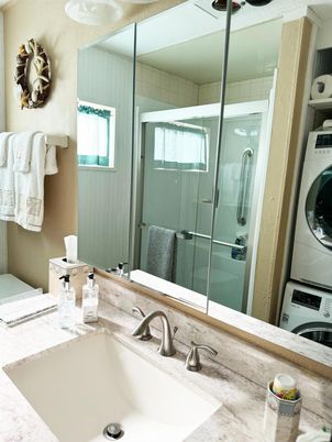 Bathroom, Glass Shower, Interior, Washer