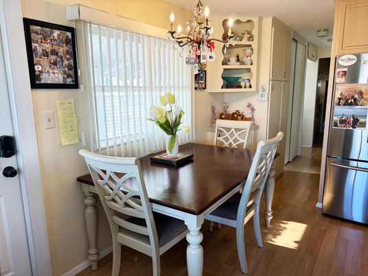 Chandelier, Dining room, Interior, Wood Texture Flooring