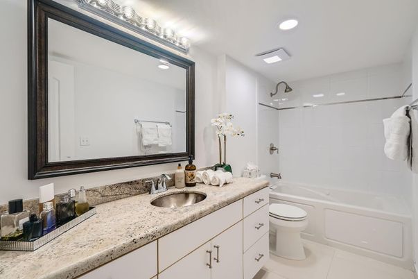 Bathroom, Dual Sink Vanities, Glass Shower, Interior, Recessed Lighting