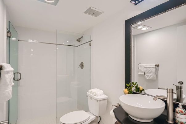 Bathroom, Glass Shower, Interior, Recessed Lighting