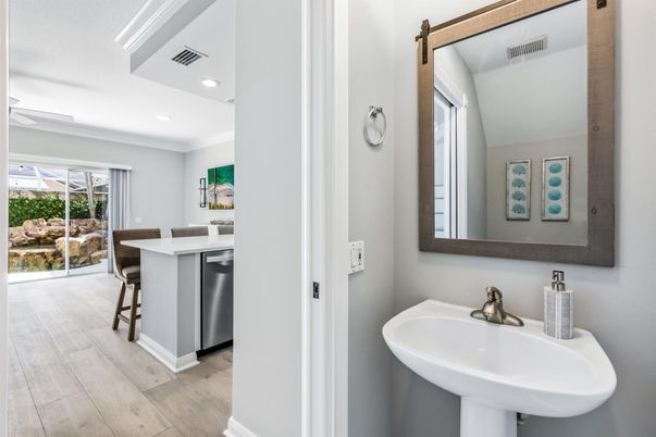 Bathroom, Dining room, Interior, Recessed Lighting, Wood Texture Flooring