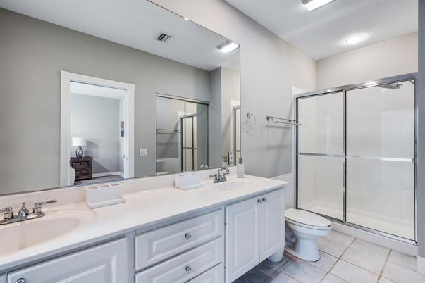 Bathroom, Dual Sink Vanities, Glass Shower, Interior, Recessed Lighting