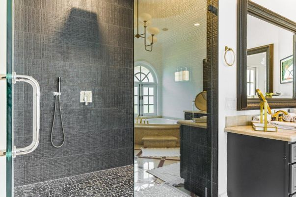 Bathroom, Glass Shower, Interior, Recessed Lighting