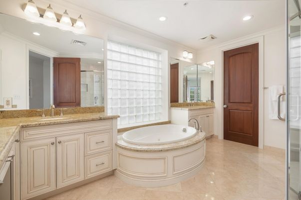Bathroom, Glass Shower, Interior, Recessed Lighting