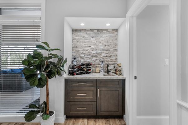 Interior, Recessed Lighting, Stone Walls, Wood Texture Flooring