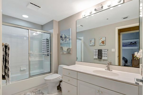 Bathroom, Glass Shower, Interior, Recessed Lighting