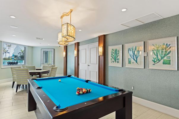 Billiard Table, Game Room, Interior, Pendant Lights, Recessed Lighting