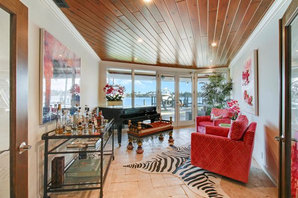 Interior, Living room, Piano, Recessed Lighting, Wooden Ceilings