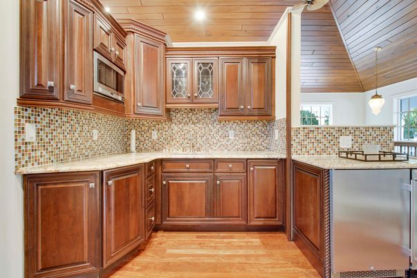 Interior, Kitchen, Pendant Lights, Recessed Lighting, Wooden Ceilings, Wood Texture Flooring