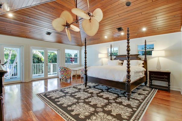 Bedroom, Interior, Recessed Lighting, Wooden Ceilings, Wood Texture Flooring