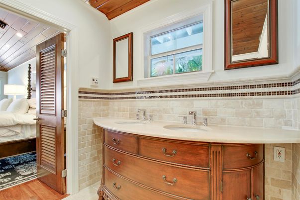 Bathroom, Bedroom, Interior, Stone Walls, Wooden Ceilings, Wood Texture Flooring