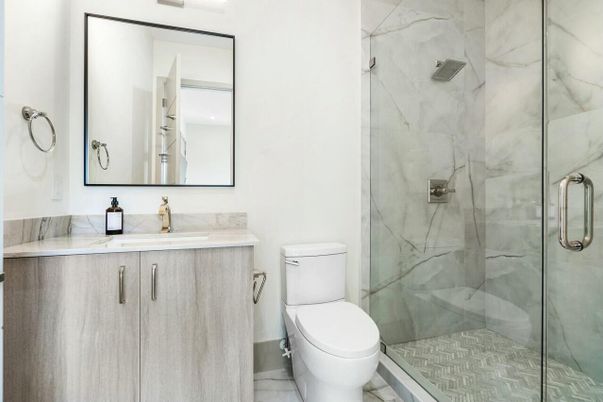 Bathroom, Glass Shower, Interior, Marble Walls