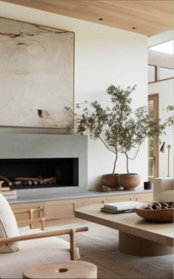 Fireplace, Interior, Living room, Recessed Lighting, Wooden Ceilings