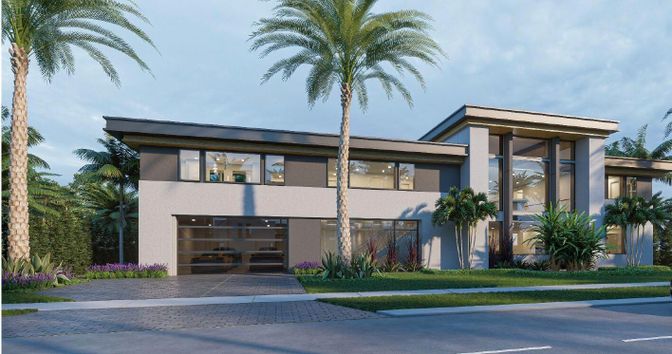 Attached, Exterior, Facade, Modern