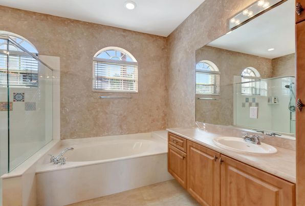 Bathroom, Dual Sink Vanities, Glass Shower, Interior, Recessed Lighting