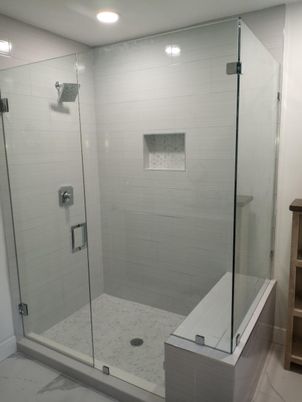 Bathroom, Glass Shower, Interior, Recessed Lighting